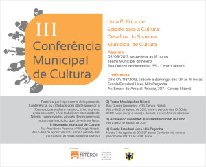 Convite  - III Conferência Municipal de Cultura de Niterói.