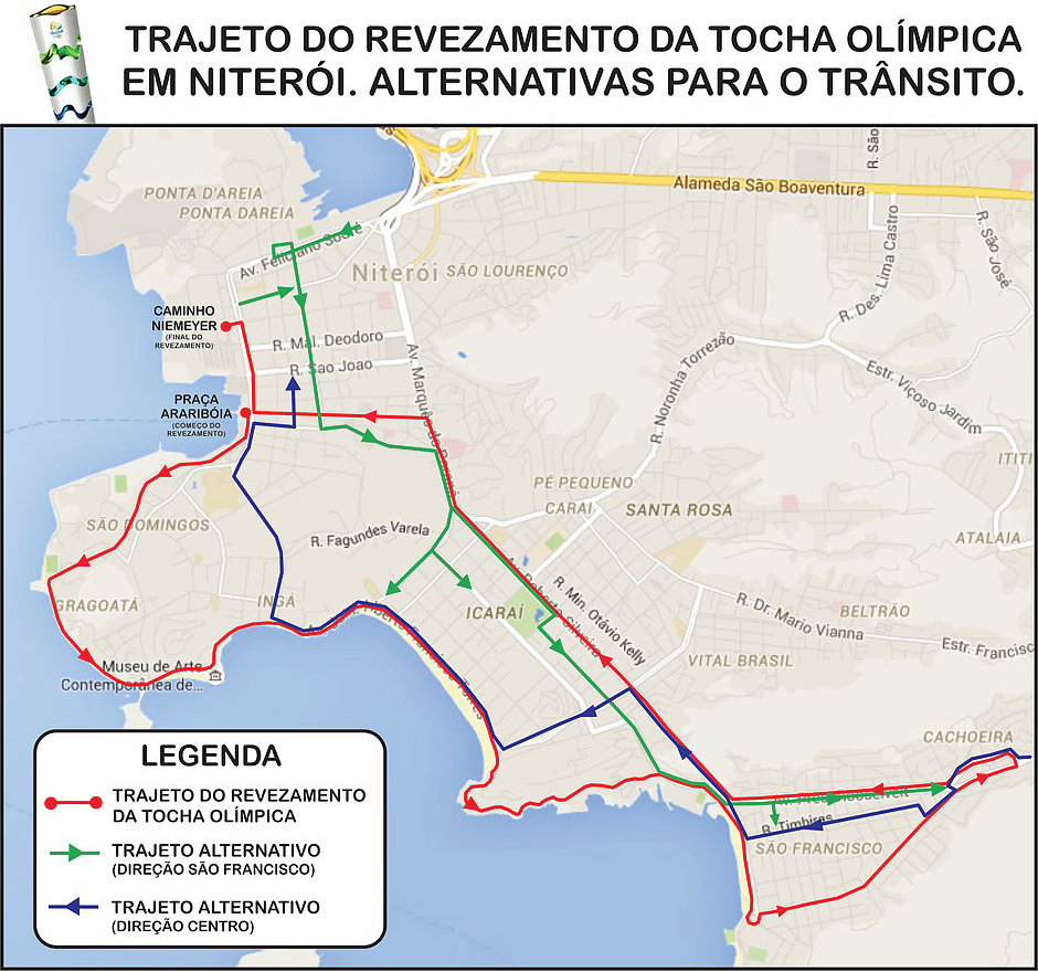 trajeto da tocha em niterói